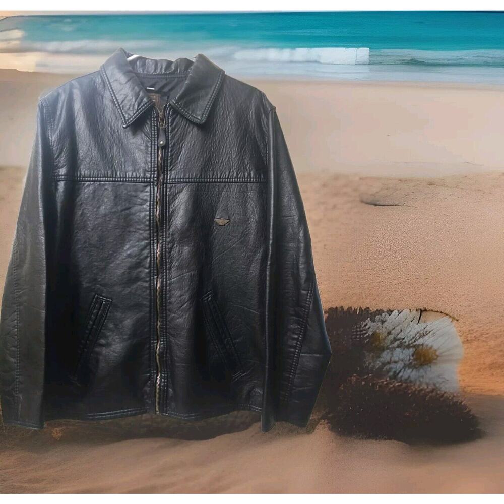 Reportage RGA Italian Leather Moto Rider Jacket Bomber Black Size M - Picture 3 of 9